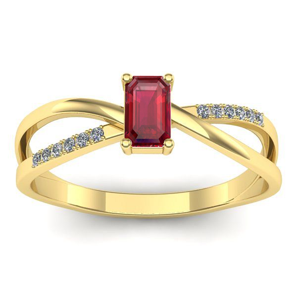 Inel de logodna cu rubin dreptunghiular