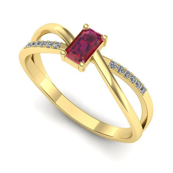 Inel logodna din aur galben cu rubin