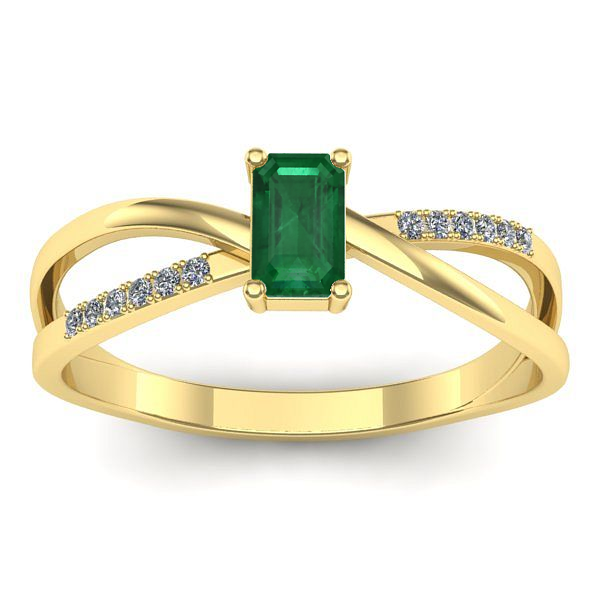 Inel logodna cu smarald dreptunghiular