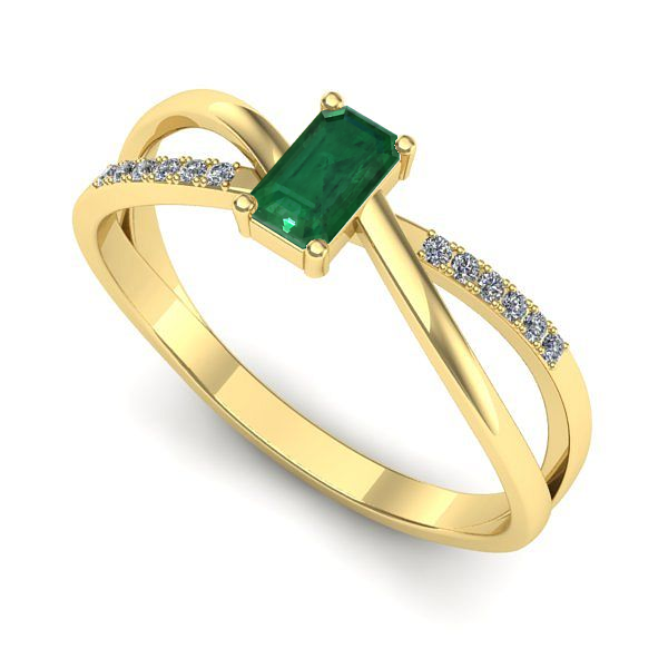 Inel din aur galben cu smarald