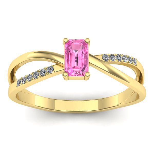 Inel logodna cu safir roz dreptunghiular