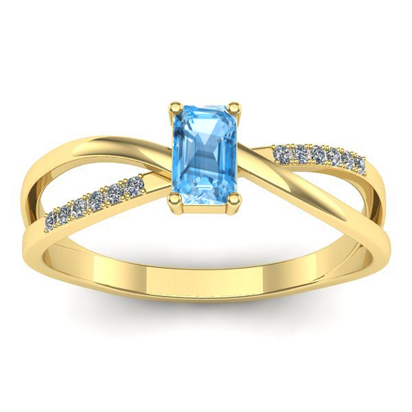 Inel logodna cu topaz blue dreptunghiular