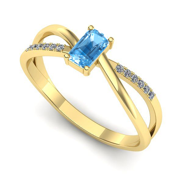 Inel din aur galben cu topaz blue