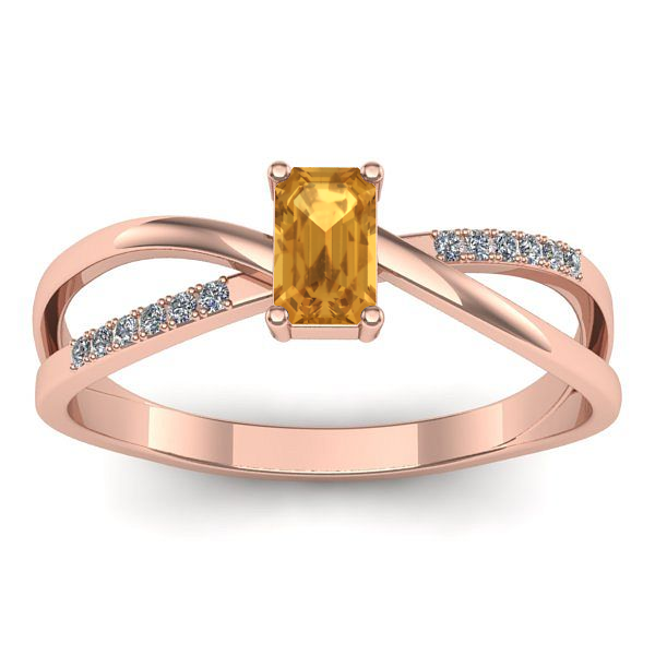 Inel de logodna cu citrin dreptunghiular