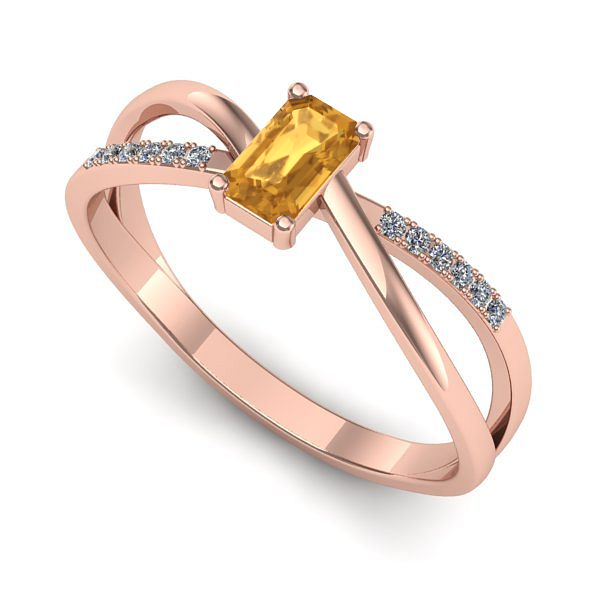 Inel de logodna din aur roz cu citrin