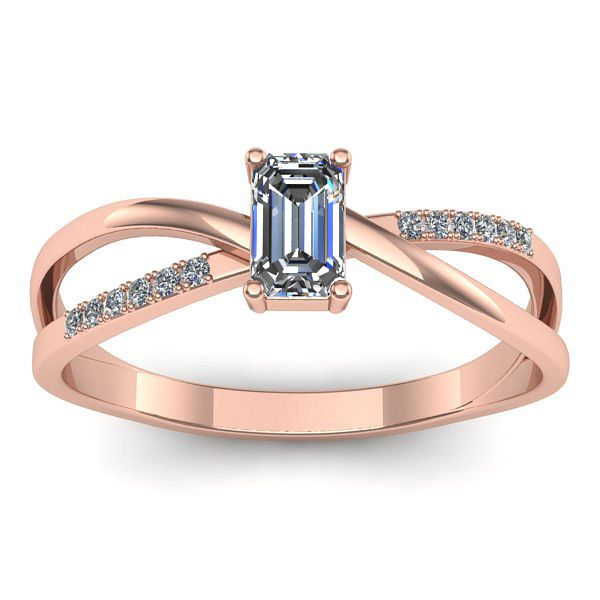 Inel de logodna cu diamant emerald cut