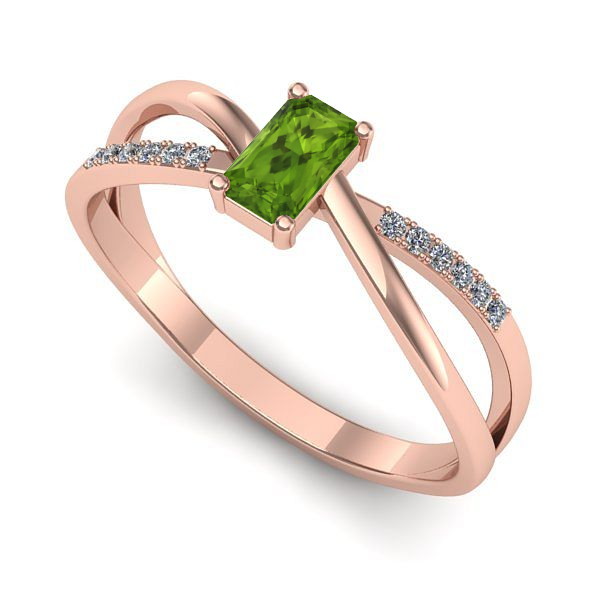 Inel din aur roz cu peridot