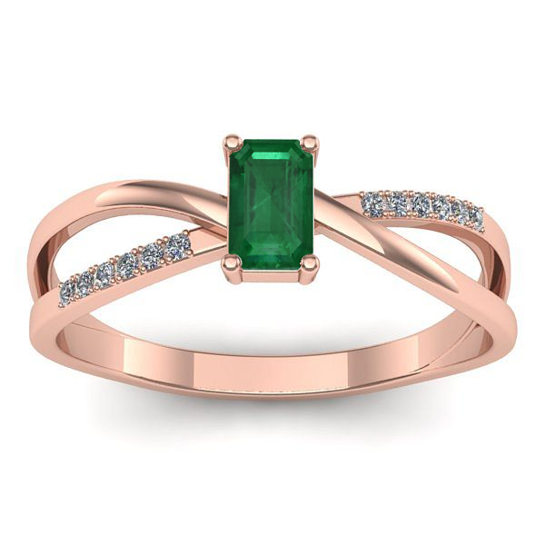 Inel cu smarald dreptunghiular