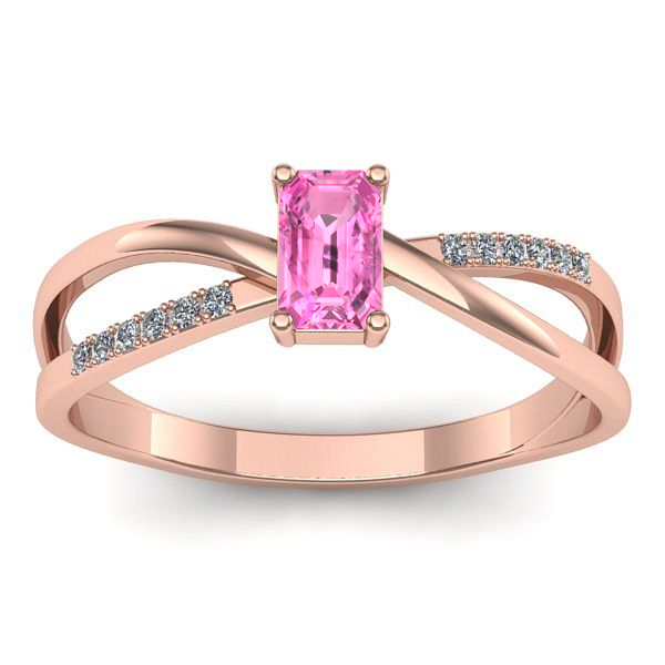 Inel de logodna cu safir roz dreptunghiular
