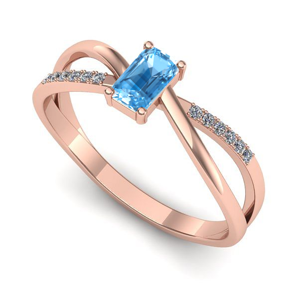 Inel din aur roz cu topaz blue