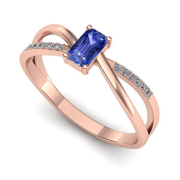 Inel din aur roz cu tanzanit