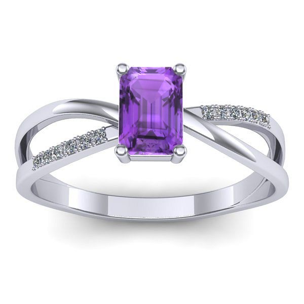 Inel logodna cu ametist dreptunghiular