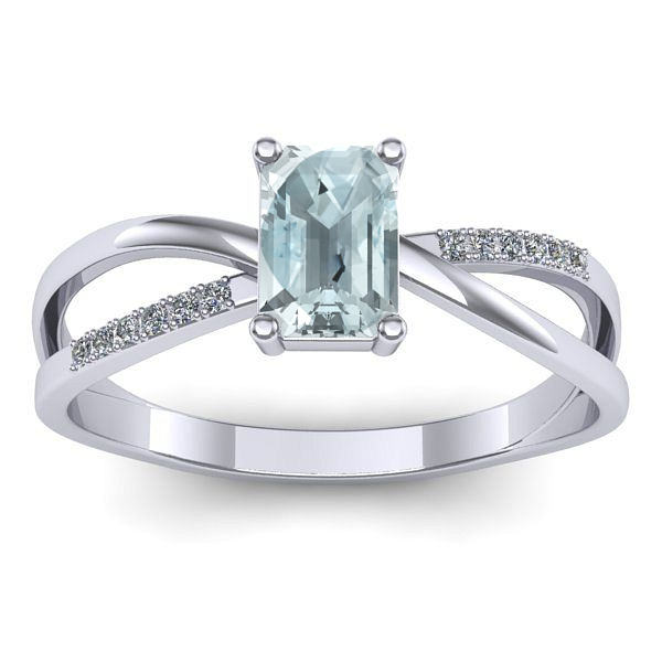 Inel cu aquamarin dreptunghiular