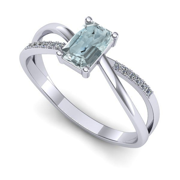 Inel din aur alb cu aquamarin