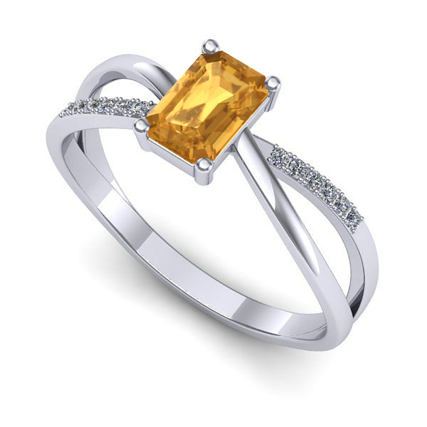 Inel din aur alb cu citrin