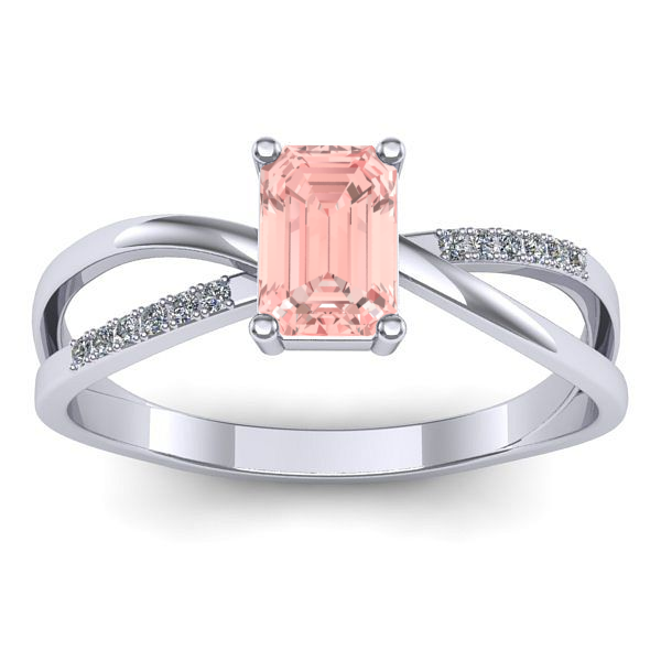 Inel de logodna cu diamant de laborator roz dreptunghiular