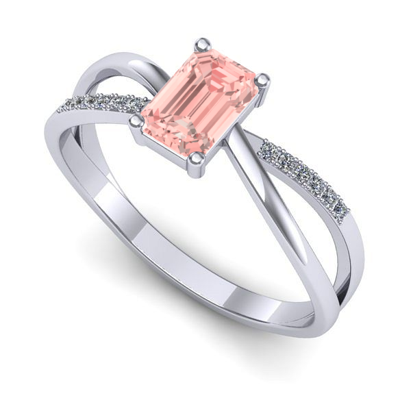 Inel din aur alb cu diamant de laborator roz