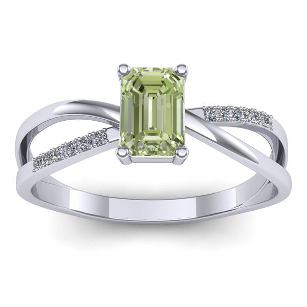 Inel cu diamant de laborator verde dreptunghiular