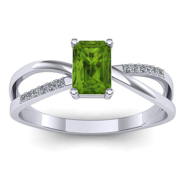 Inel de logodna cu peridot dreptunghiular