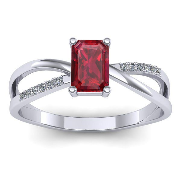 Inel cu rubin dreptunghiular