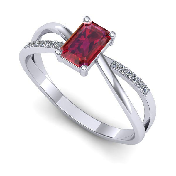 Inel din aur alb cu rubin