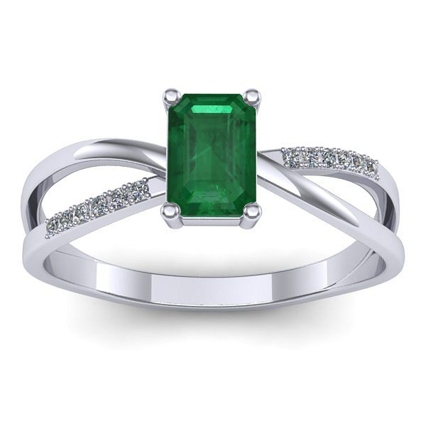 Inel cu smarald dreptunghiular