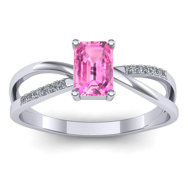 Inel cu safir roz dreptunghiular