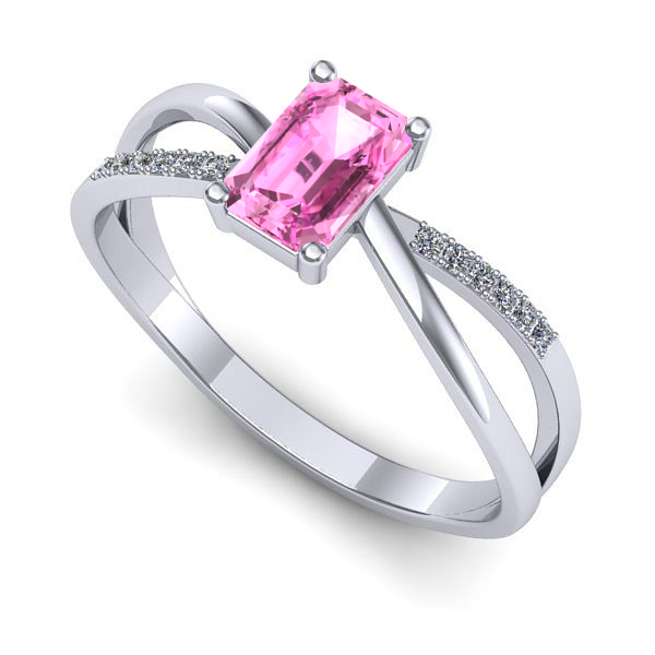 Inel din aur alb cu safir roz