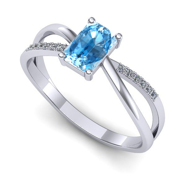 Inel logodna din aur alb cu topaz blue