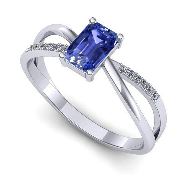 Inel de logodna din aur alb cu tanzanit