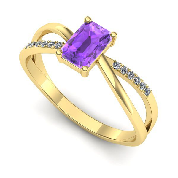 Inel de logodna din aur galben cu ametist