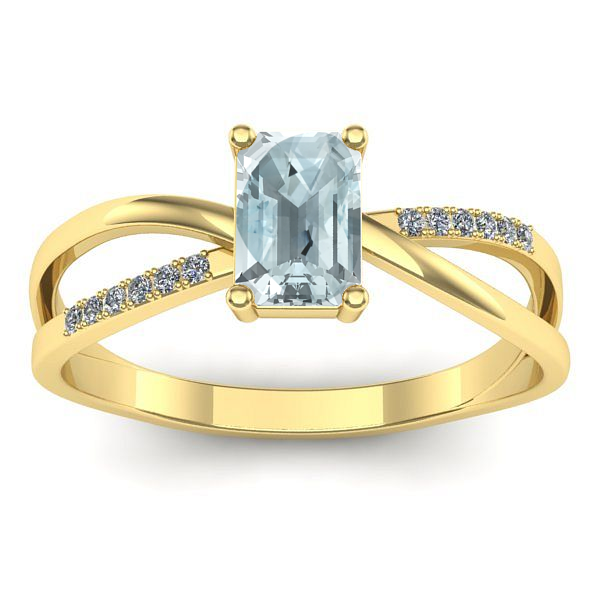 Inel de logodna cu aquamarin dreptunghiular