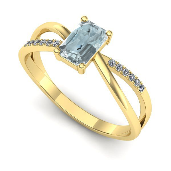 Inel din aur galben cu aquamarin