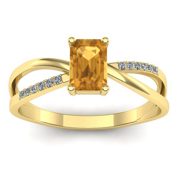 Inel cu citrin dreptunghiular