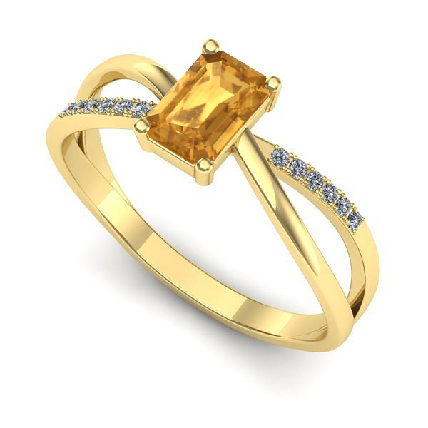 Inel logodna din aur galben cu citrin