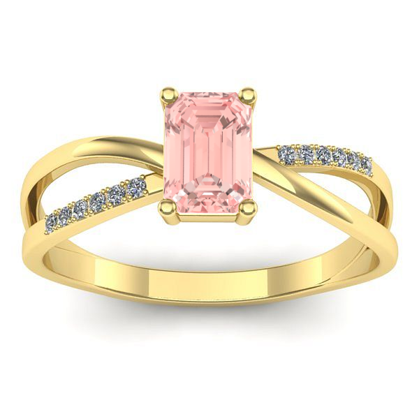 Inel cu diamant de laborator roz dreptunghiular