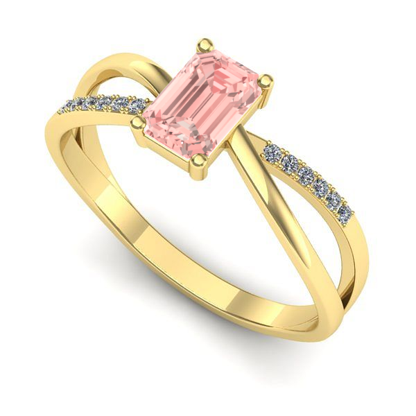 Inel logodna din aur galben cu diamant de laborator roz