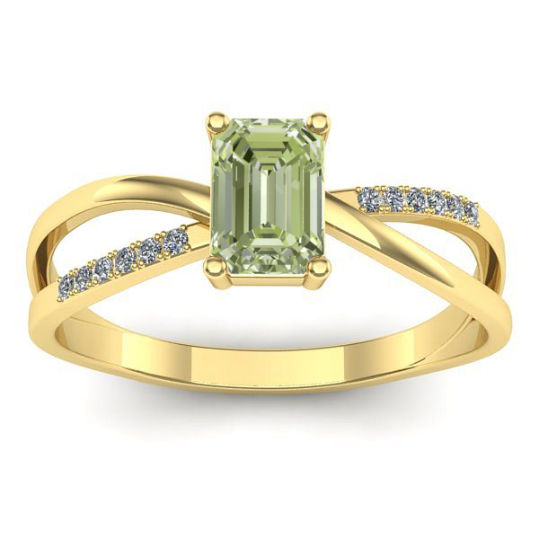 Inel de logodna cu diamant de laborator verde dreptunghiular