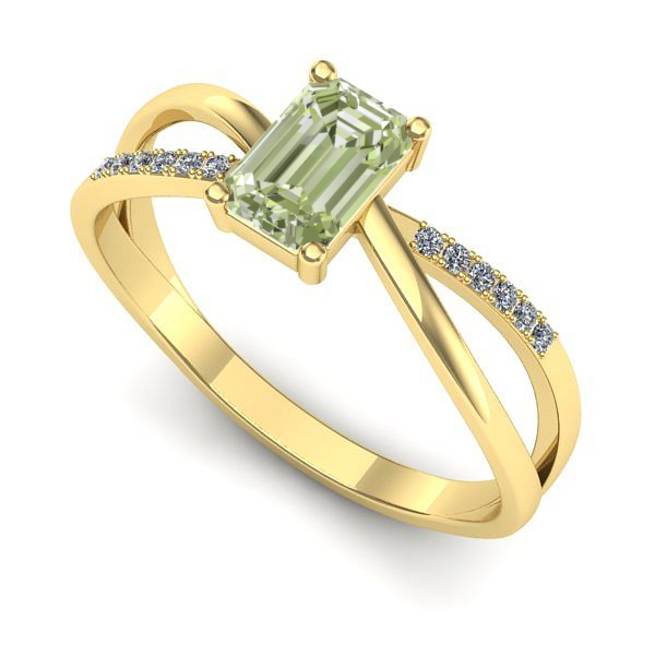 Inel de logodna din aur galben cu diamant de laborator verde