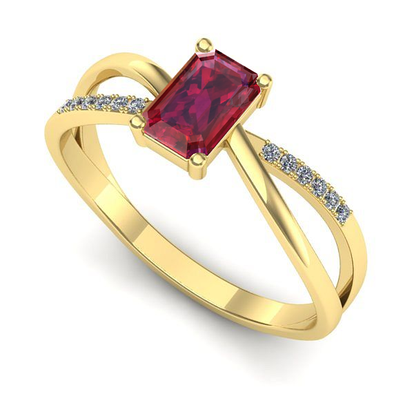 Inel din aur galben cu rubin