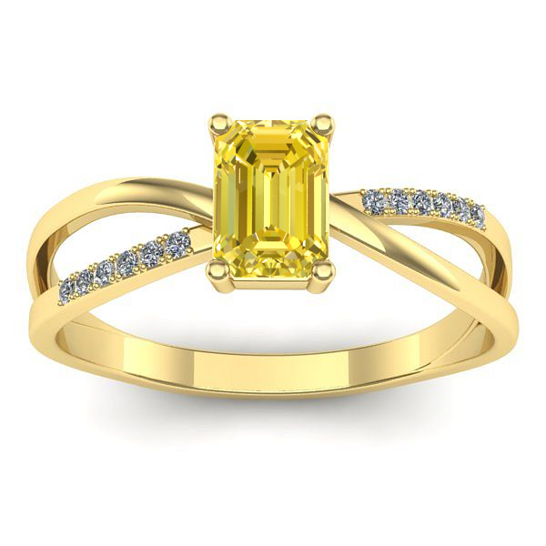 Inel logodna cu safir galben dreptunghiular