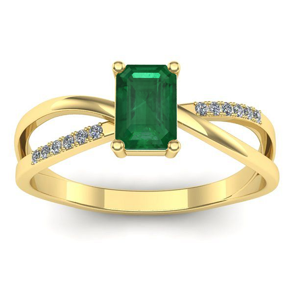 Inel cu smarald dreptunghiular