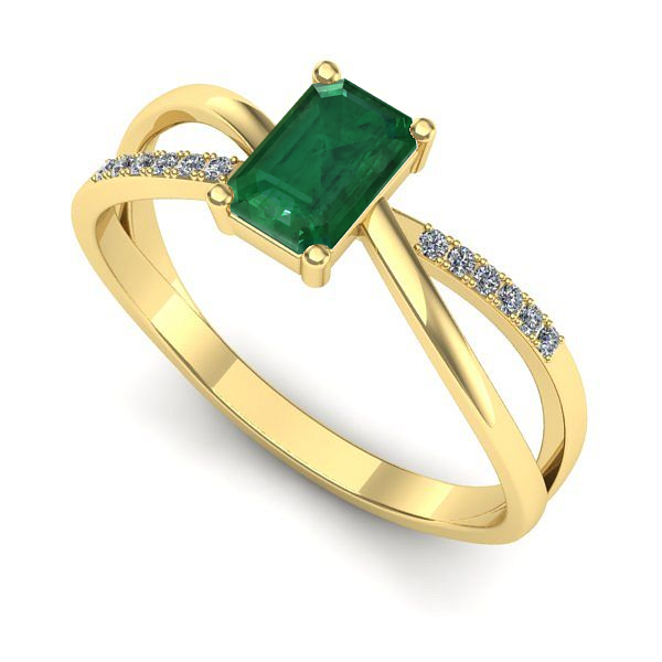 Inel logodna din aur galben cu smarald