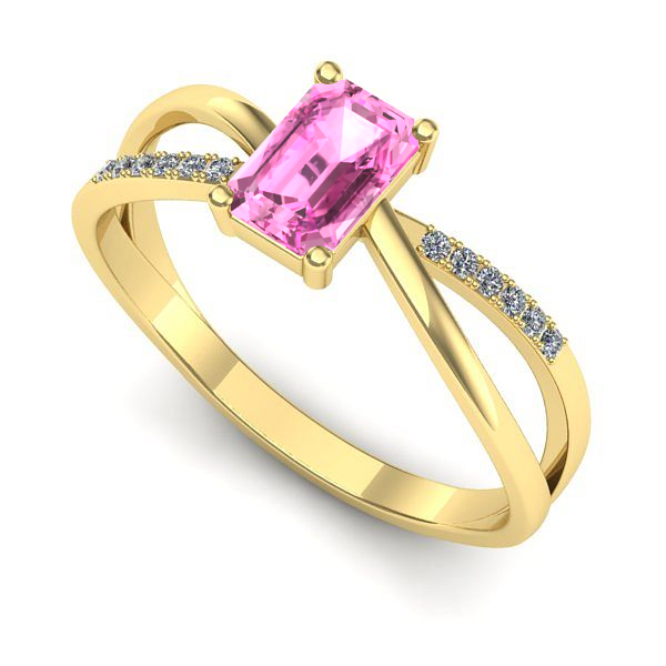 Inel de logodna din aur galben cu safir roz