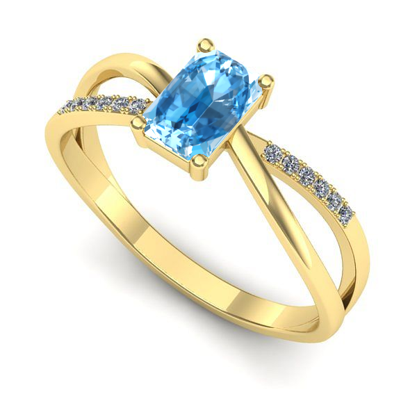 Inel din aur galben cu topaz blue