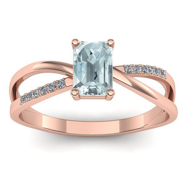 Inel de logodna cu aquamarin dreptunghiular