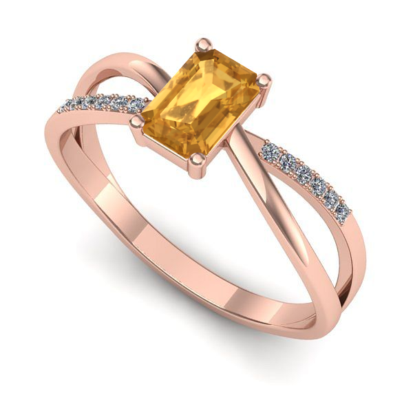 Inel din aur roz cu citrin