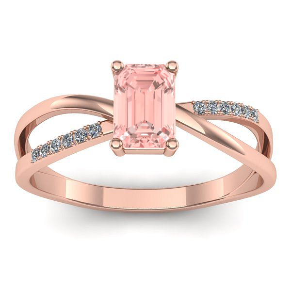 Inel de logodna cu diamant de laborator roz dreptunghiular