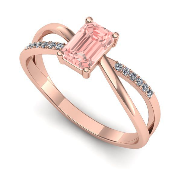 Inel din aur roz cu diamant de laborator roz