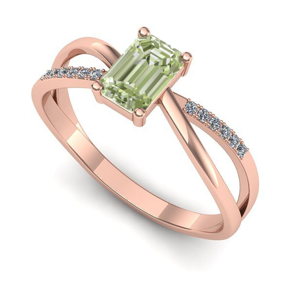 Inel logodna din aur roz cu diamant de laborator verde